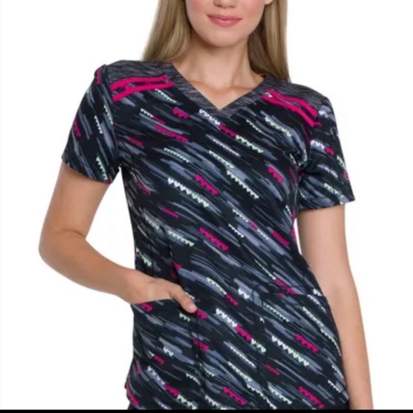 Dickies #DK602-Falling For Love. V-Neck Top. - Picture 1 of 2